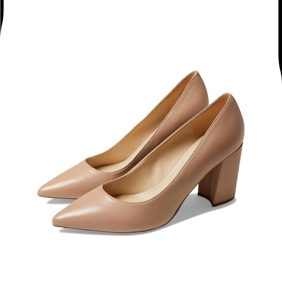 Nine West Shoes - Nine West Nude Block Heel Pumps